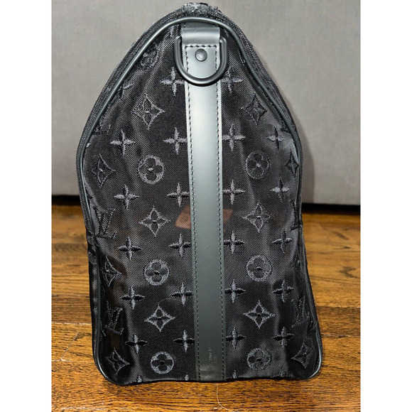 Louis Vuitton Keepall Bandouliere 50 Monogram Mesh Black See Through Travel Bag - Picture 6 of 10